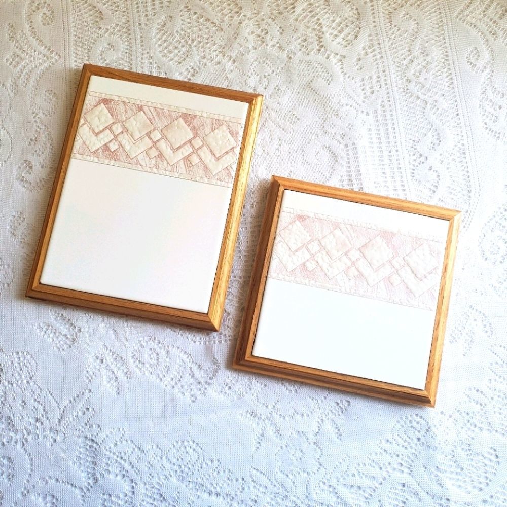 Mexican Vintage Hot Plate Trivet Set of 2 Pink Diamond Raised Feet